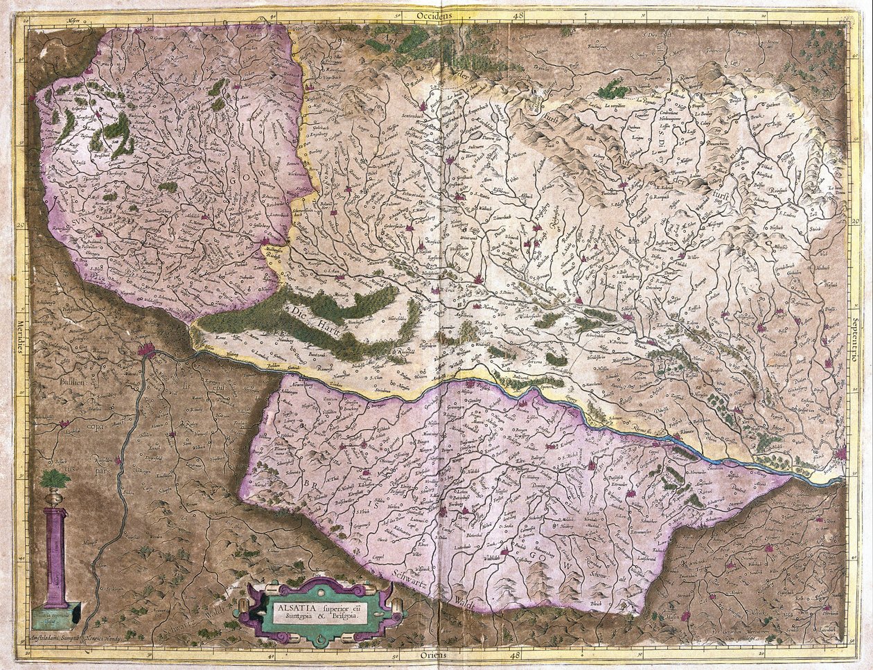 Alsace, kuzey Fransa (gravür by Gerardus Mercator