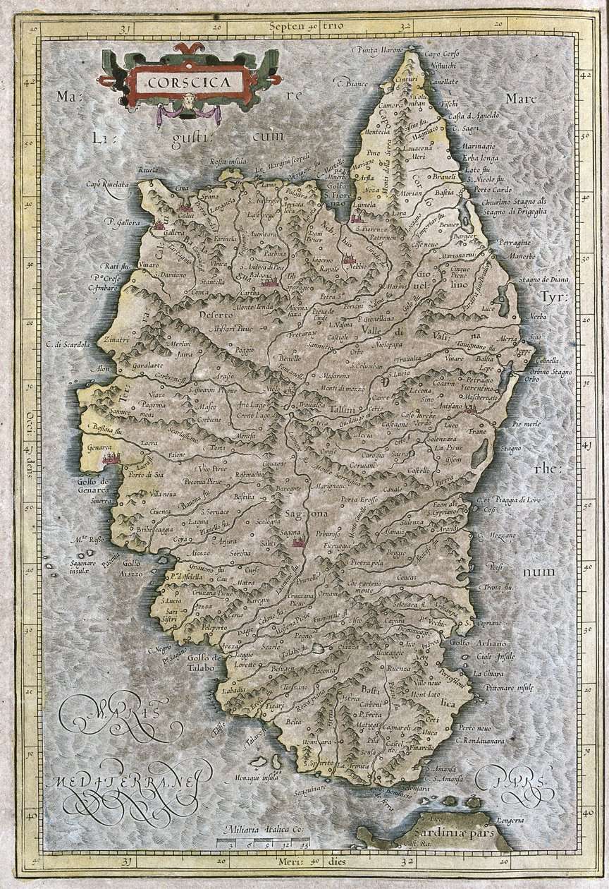 Korsika, Fransa (gravür by Gerardus Mercator