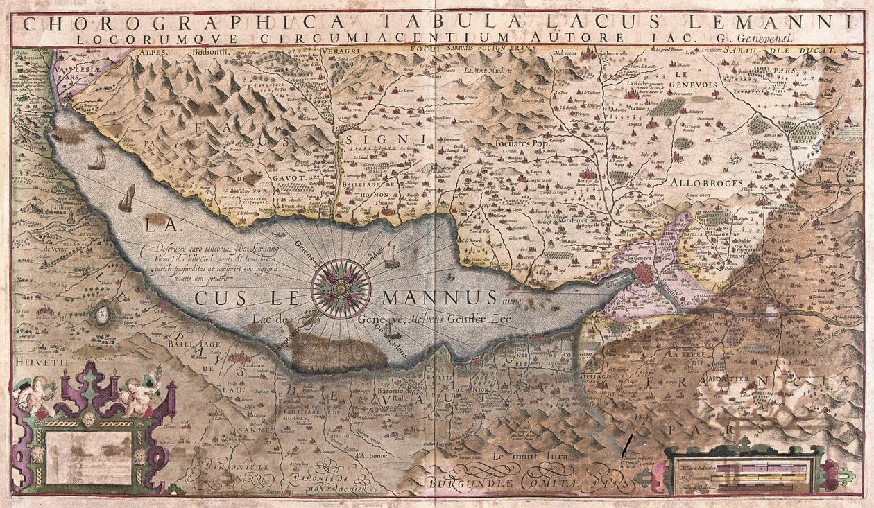 Cenevre Gölü, İsviçre (gravür by Gerardus Mercator
