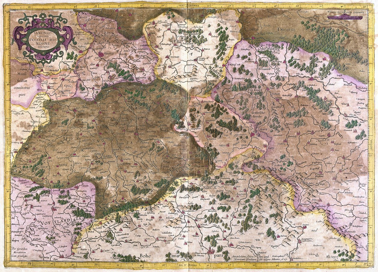 Almanya, Çekoslovakya ve Polonya (gravür by Gerardus Mercator