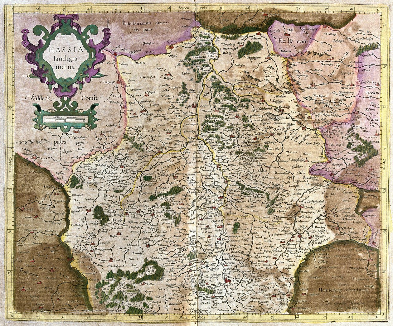 Hessen, Kassel, Almanya (gravür by Gerardus Mercator