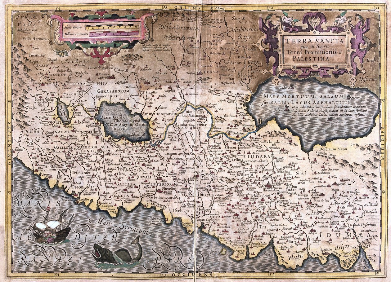 Kutsal Topraklar ve Filistin (gravür by Gerardus Mercator