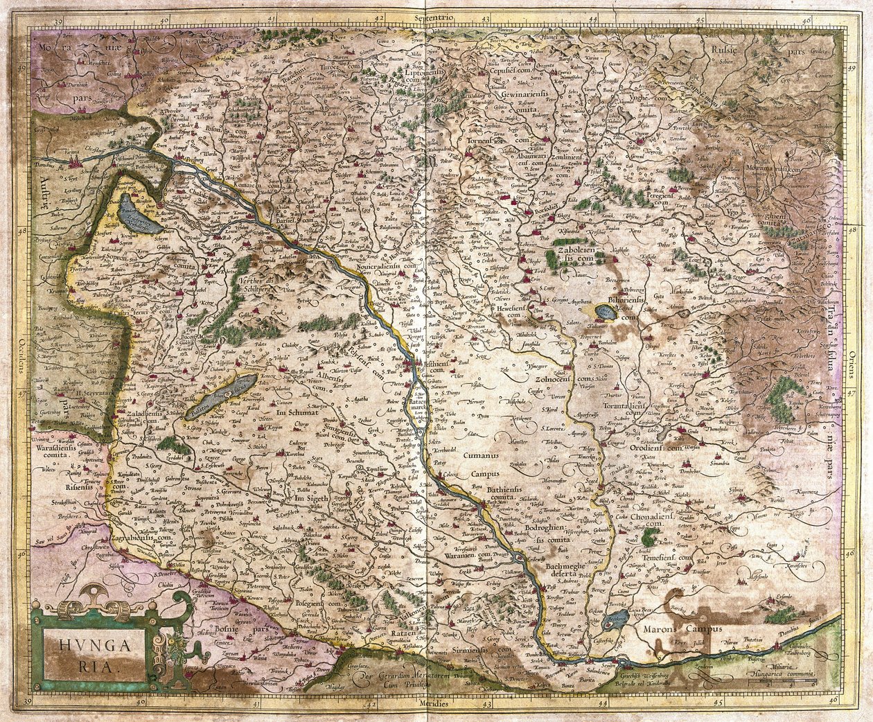 Macaristan (gravür by Gerardus Mercator