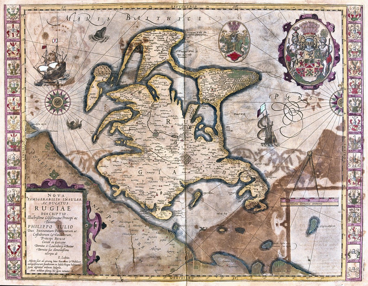 Rügen Adası, Almanya (gravür by Gerardus Mercator