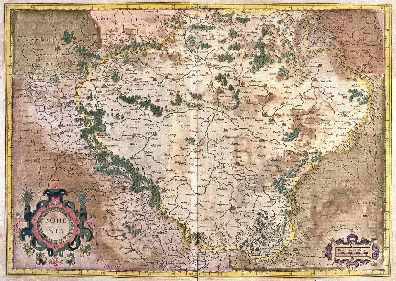 Prag, Çek Cumhuriyeti (gravür by Gerardus Mercator
