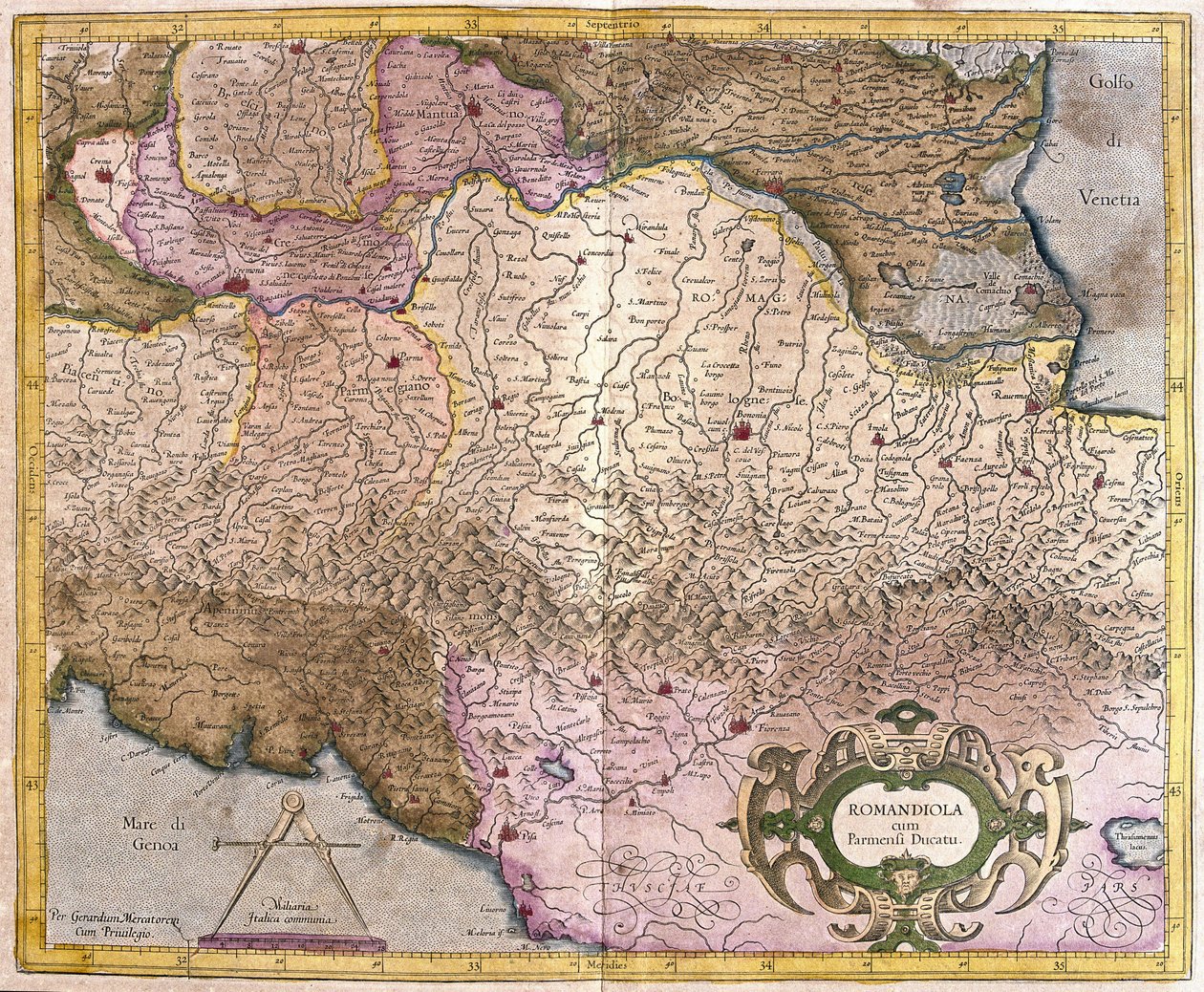 Parma, İtalya ile Romagna (gravür by Gerardus Mercator