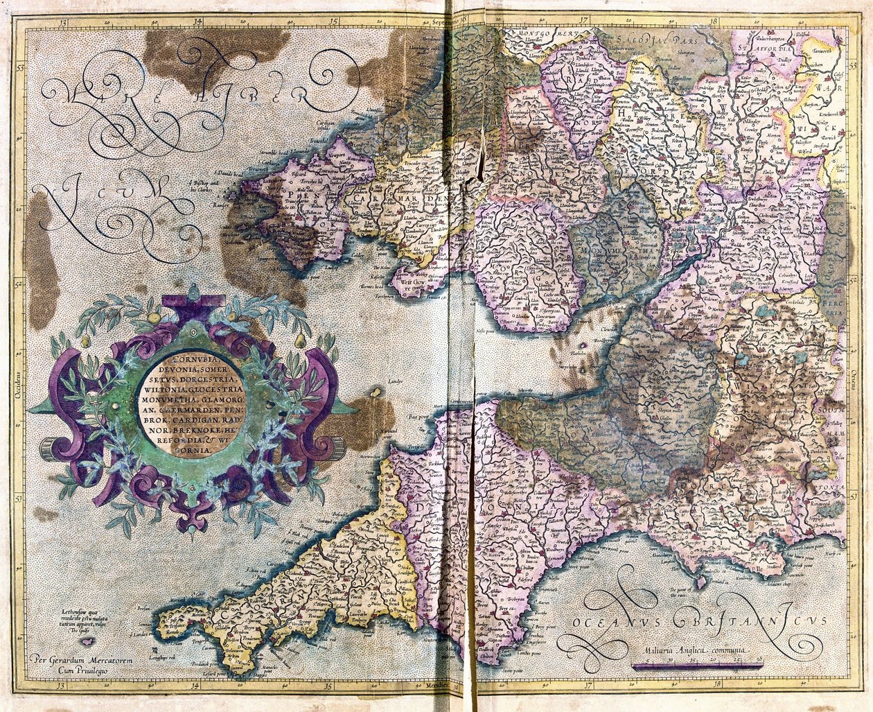 Güney-Batı İngiltere (gravür by Gerardus Mercator