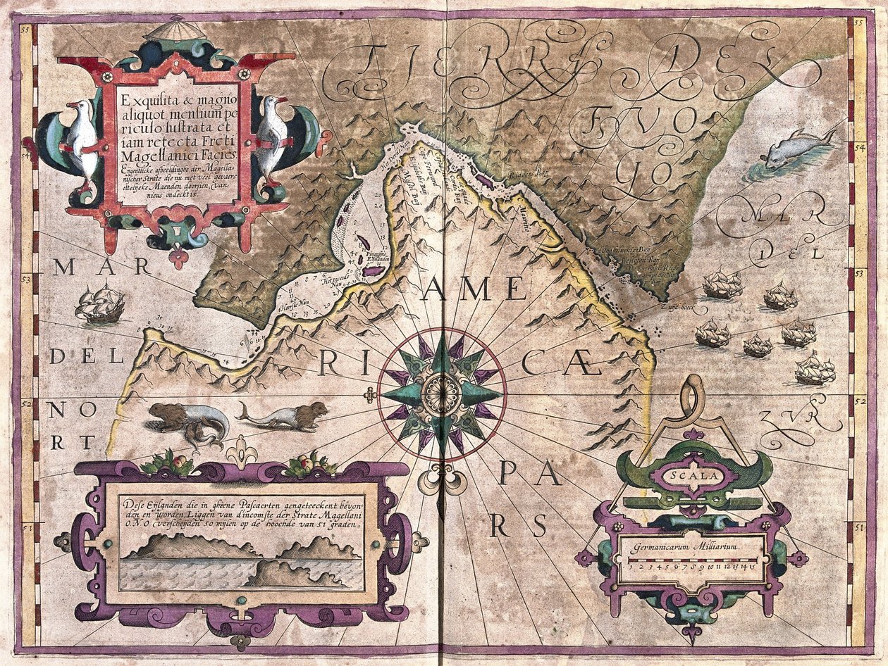 Macellan Boğazları (gravür by Gerardus Mercator