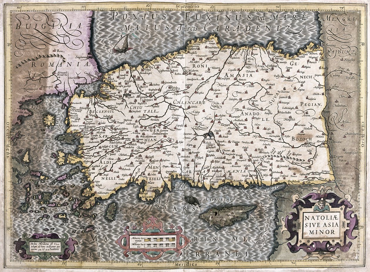 Türkiye - Kıbrıs (gravür by Gerardus Mercator
