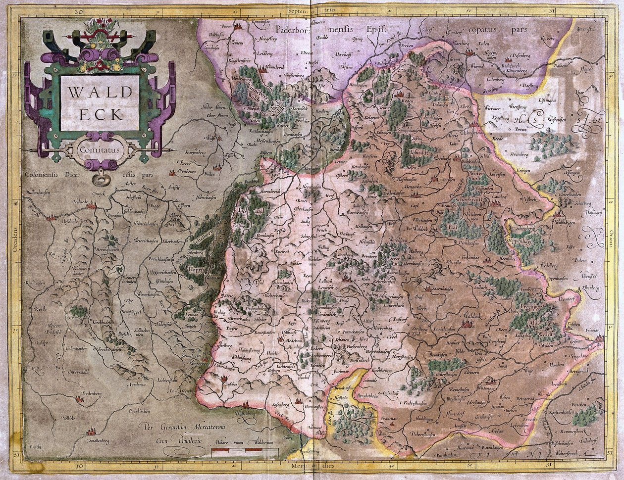 Waldeck (Hesse), Almanya (gravür by Gerardus Mercator