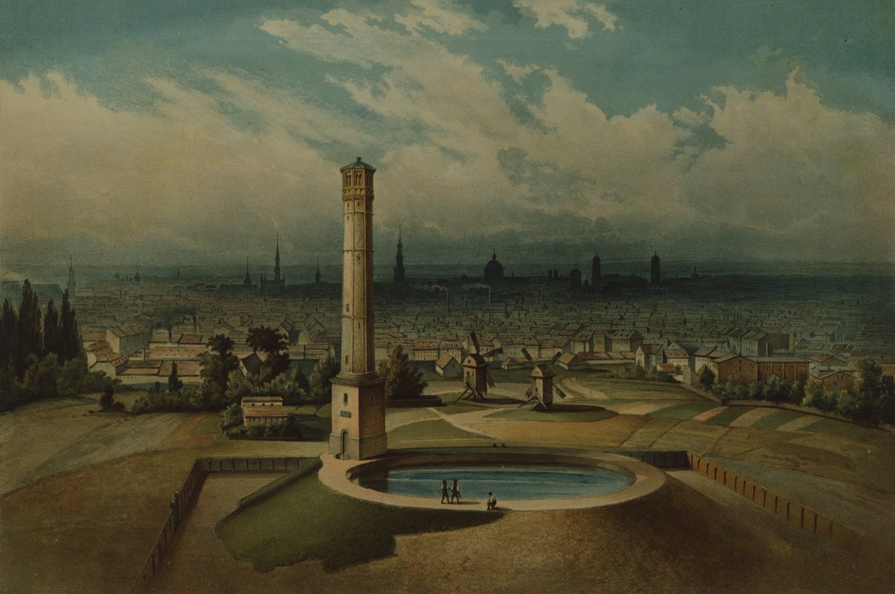 Berlin Su İşleri, c.1860 (kağıt üzerinde wc) by German School
