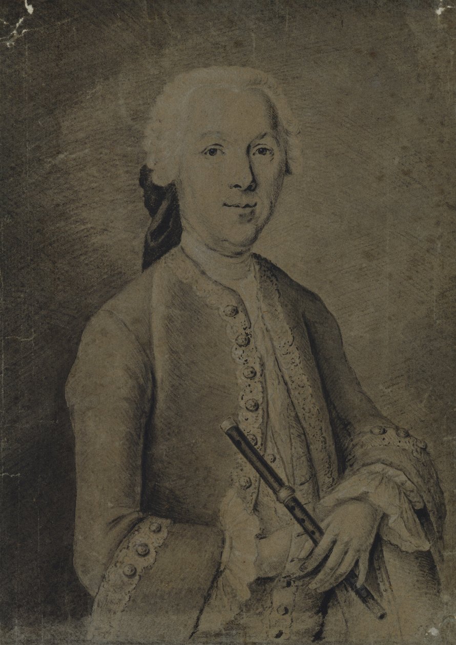 Johann Joachim Quantz (kağıt üzerinde kömür) by German School