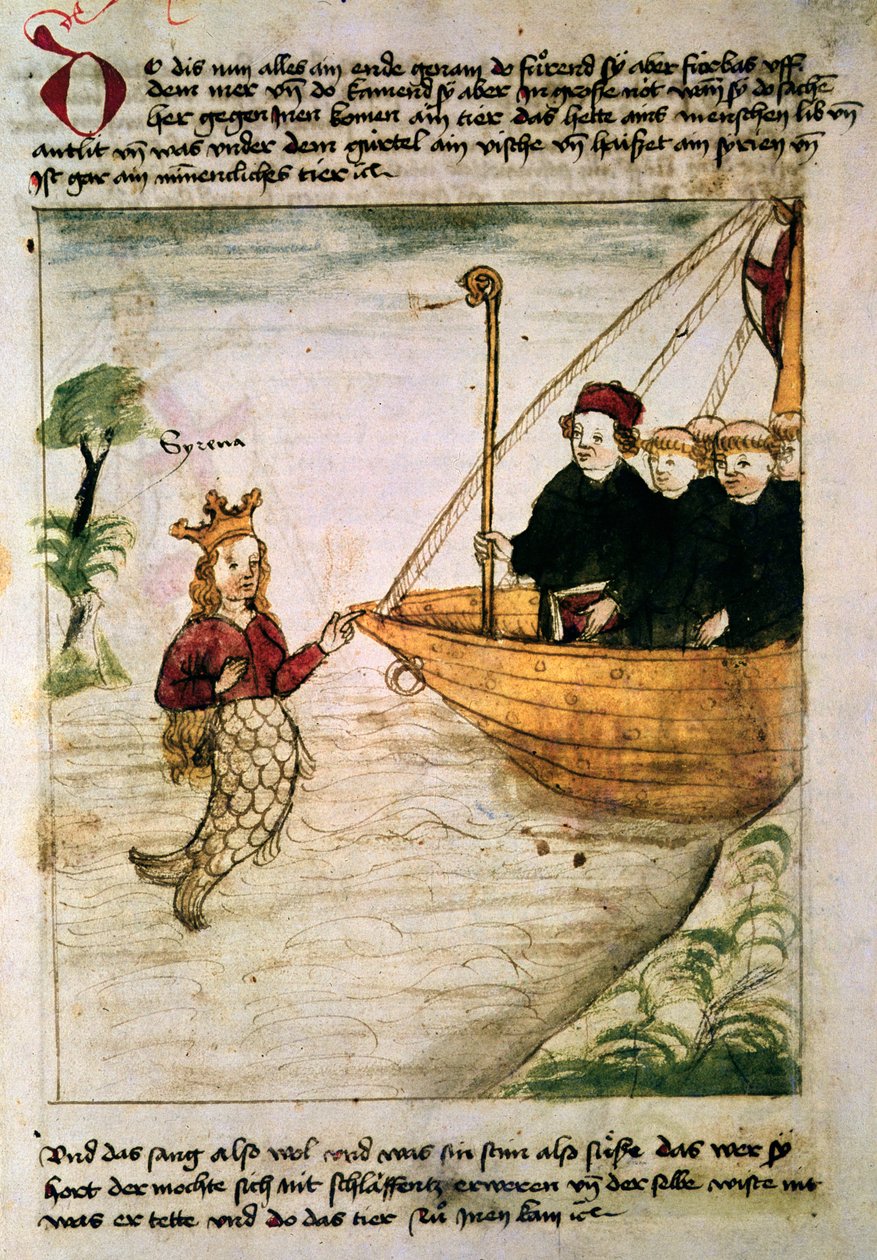 NS Brendan ve bir siren, The voyage of the Abbot of St Brendan, c.1476