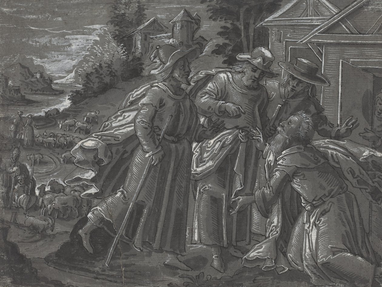 İbrahim Melekleri Eğlendirirken [verso] by German 16th Century