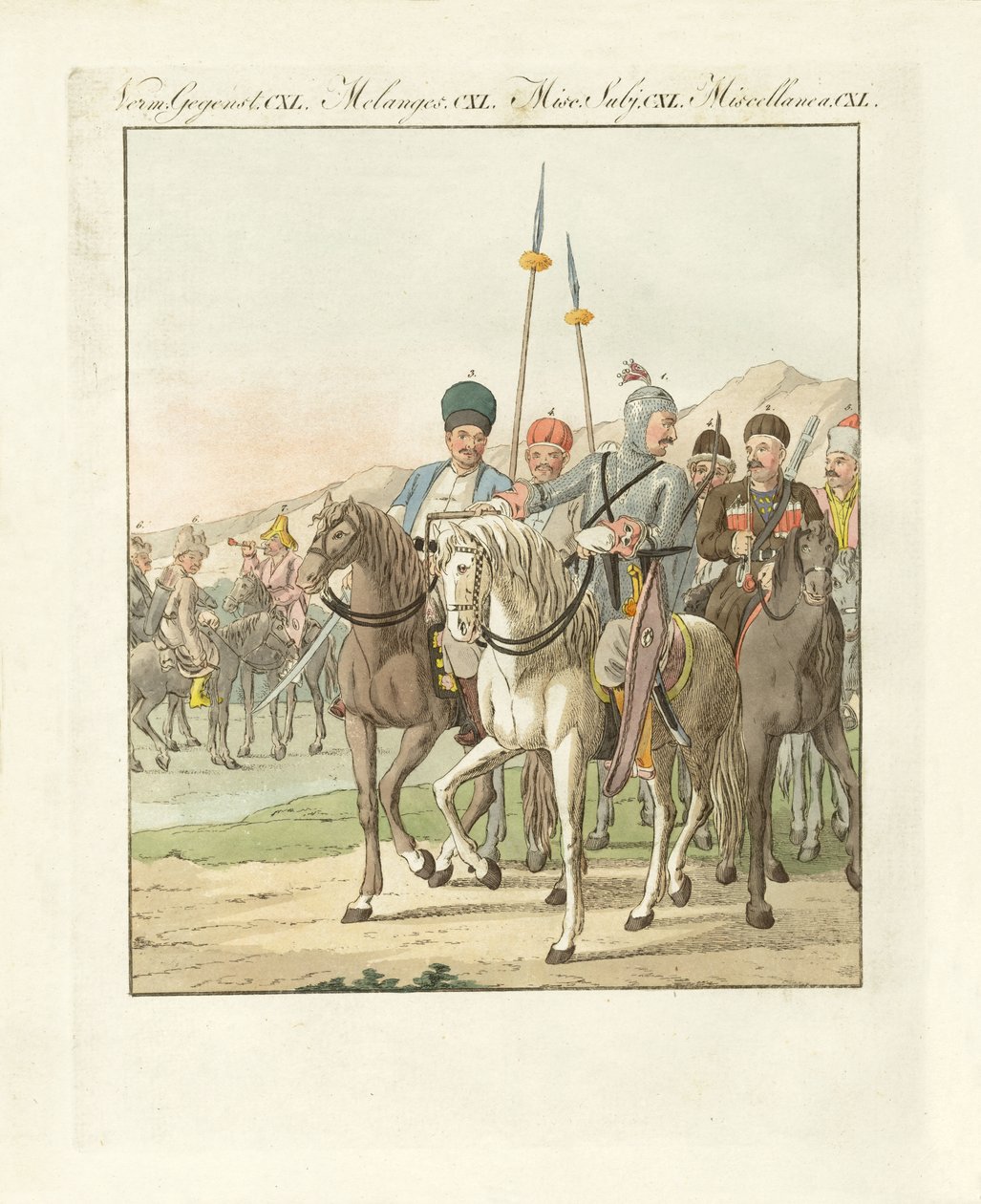 Düzensiz hafif Rus süvarileri (renkli gravür) by German School