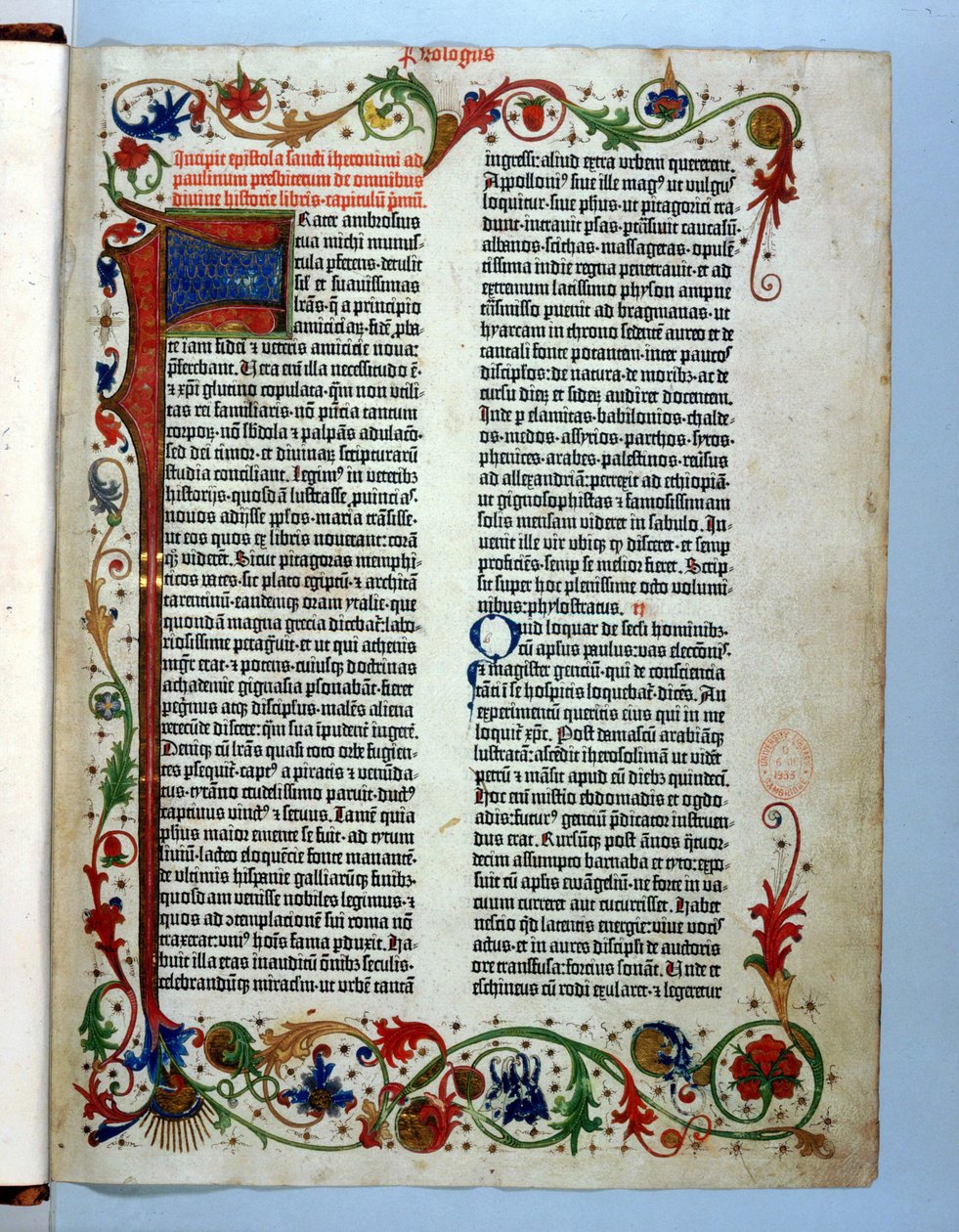 Gutenberg İncilinden bir sayfa, Mainz, c.1455 by German School