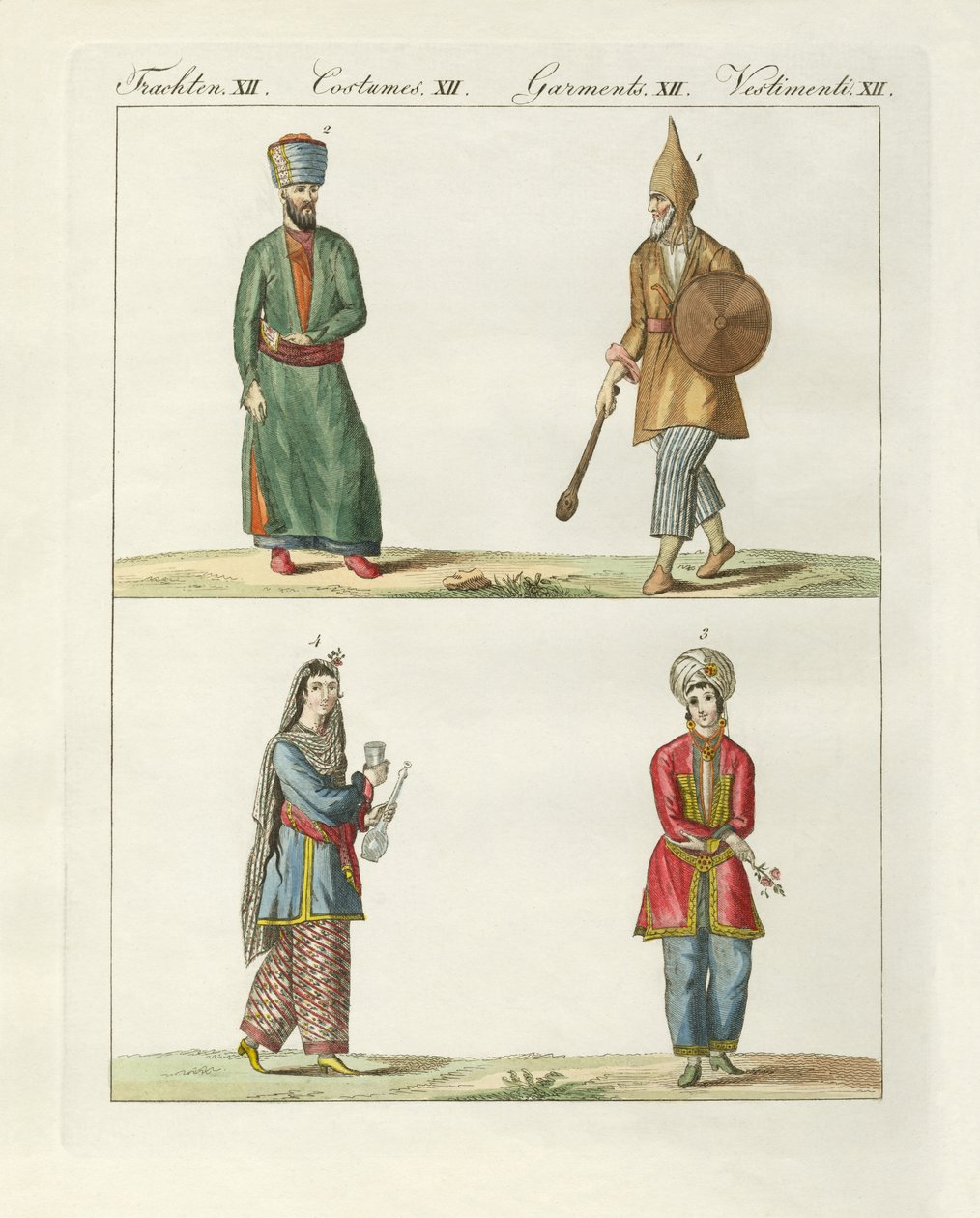 Farsça elbiseler (renkli gravür) by German School