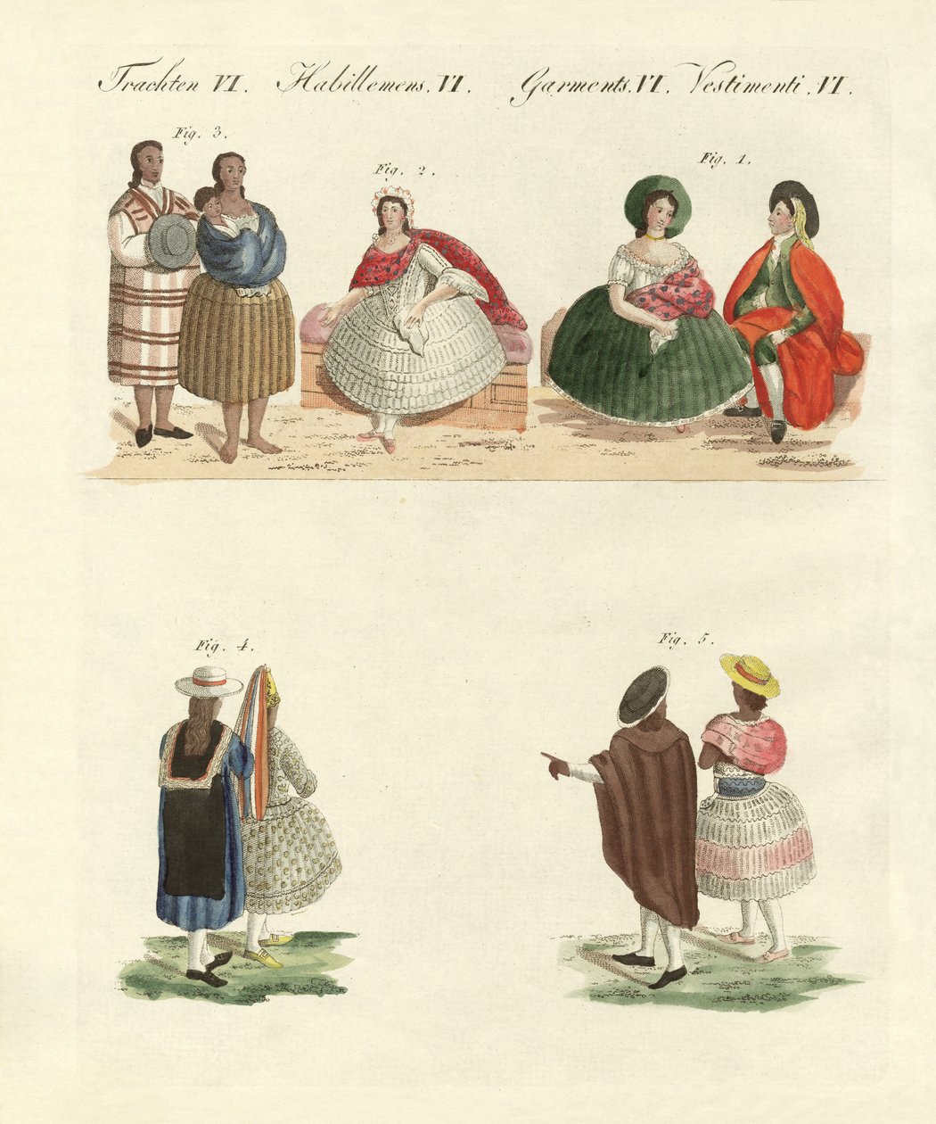 Peru elbiseleri (renkli gravür) by German School