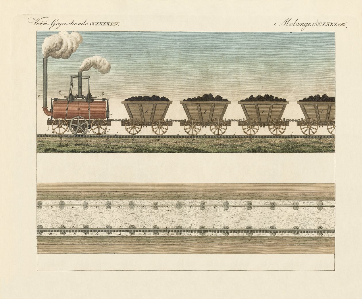 Demiryolları ve Steamtrans (renkli gravür) by German School