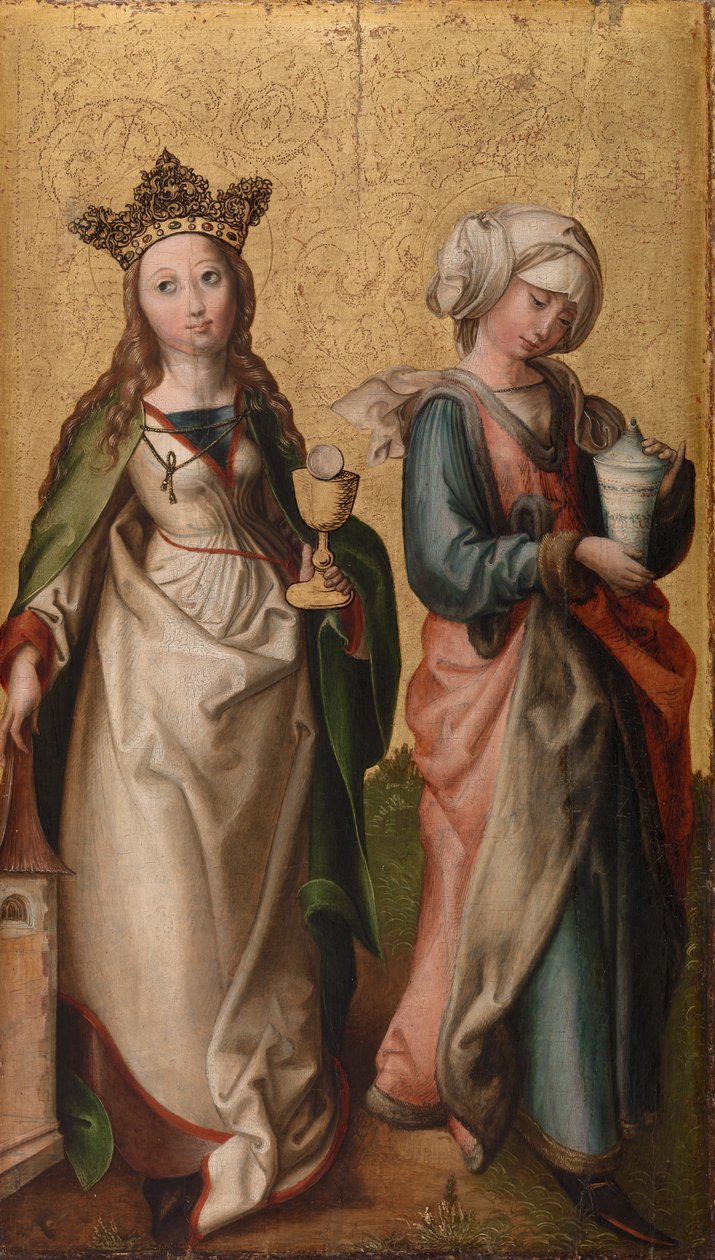 Aziz Barbara ve Aziz Mary Magdalene by German School