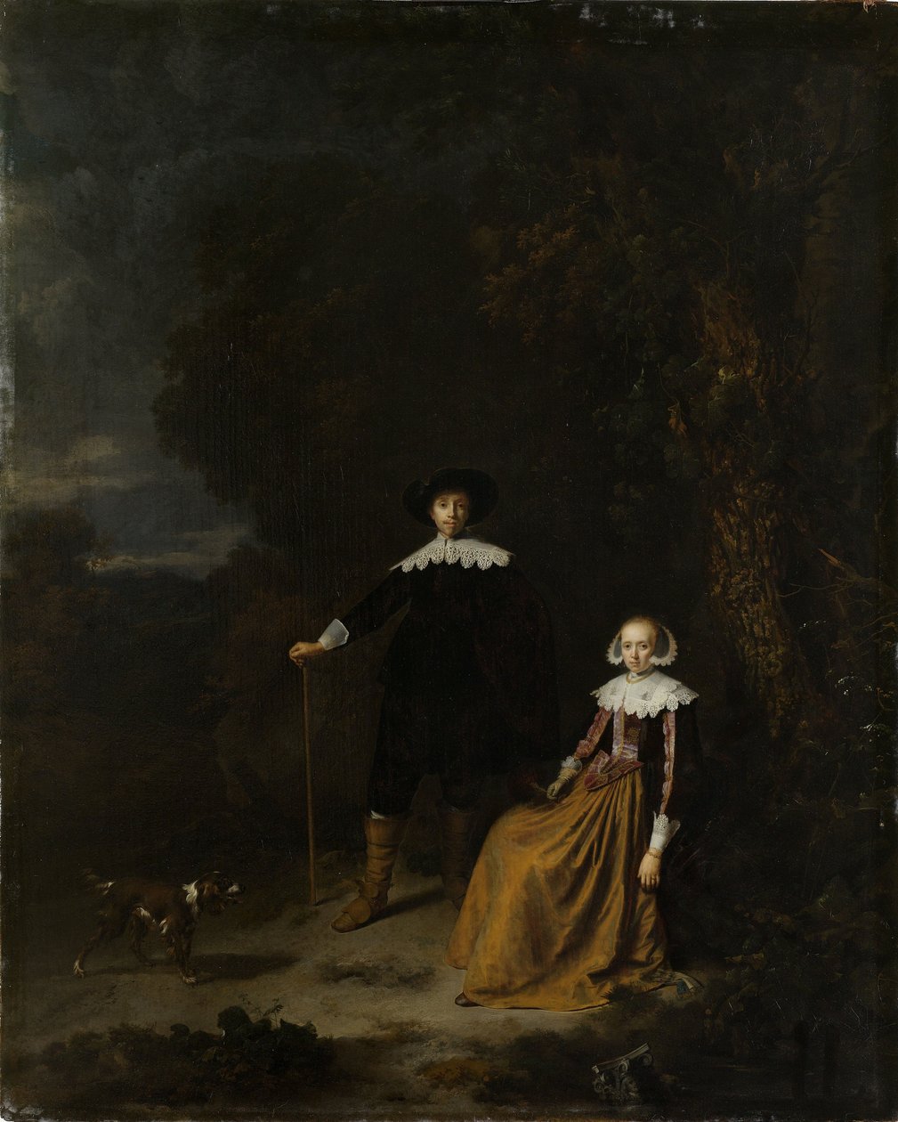 Manzaradaki bir çiftin portresi by Gerrit Dou