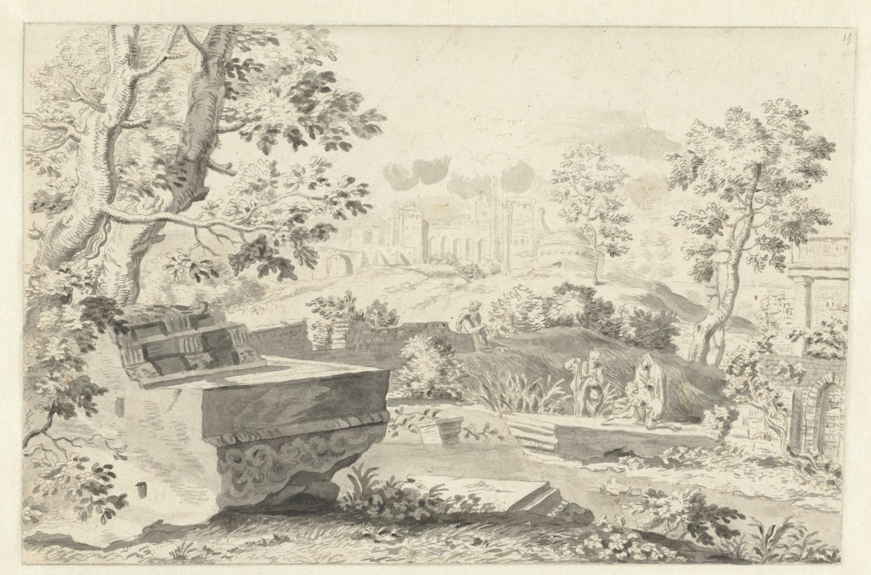 Antik kalıntılarla dolu manzara by Gerrit Grasdorp (possibly)