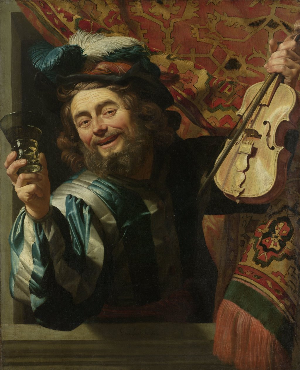 neşeli kemancı by Gerrit van Honthorst