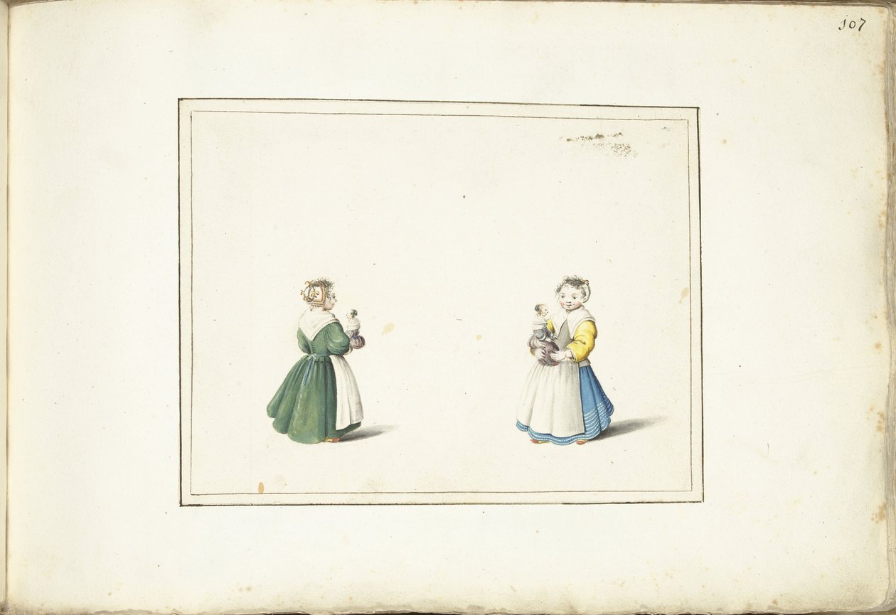 Bir oyuncak bebek ile iki kız by Gesina ter Borch