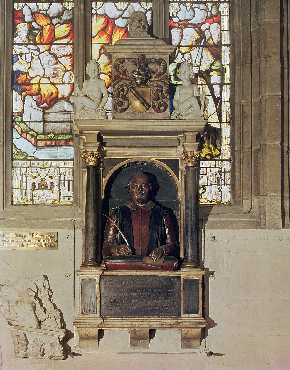William Shakespeare Anıtı (1564-1616) c.1616-23 (taş ve mermer) by Gheerart Janssen