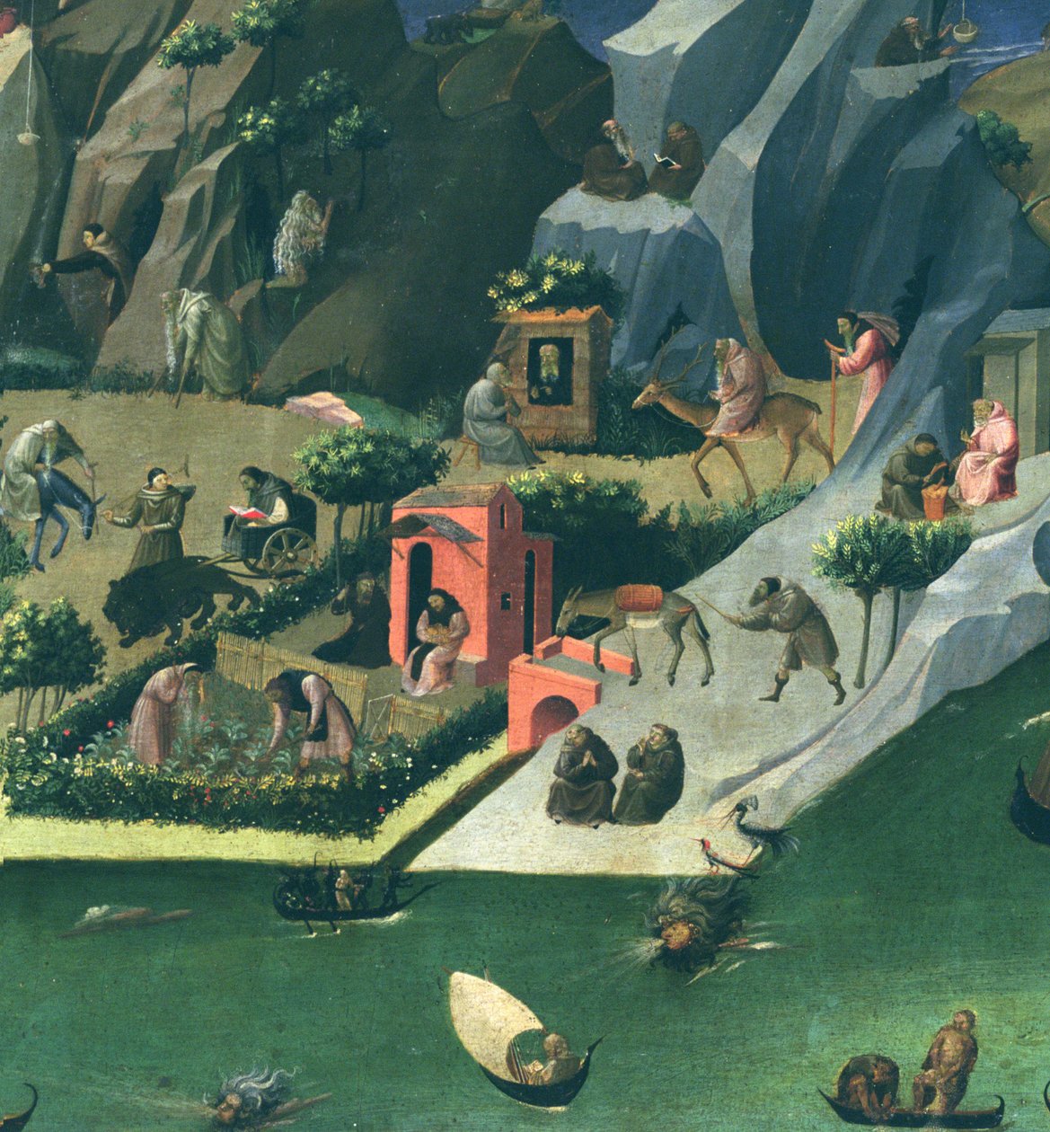 Thebaid, c.1410 tempera, 162947 panel detayı by Gherardo Starnina