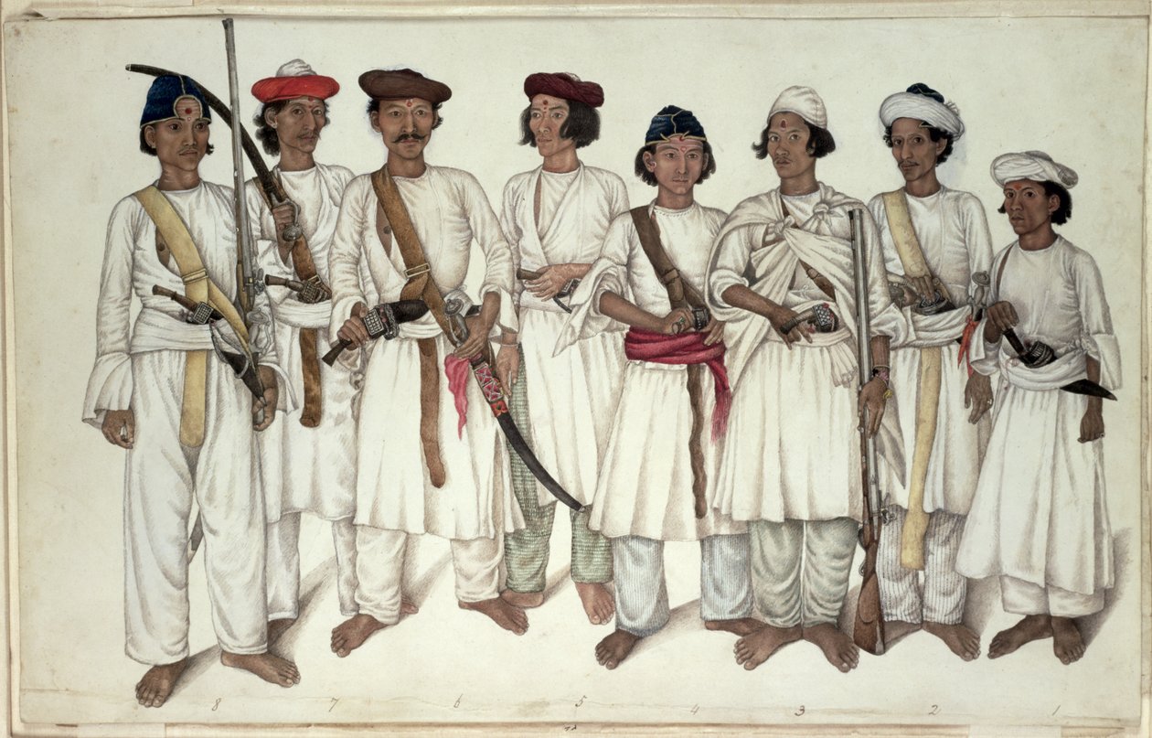 Sekiz Gurka, 1815 by Ghulam Ali Khan