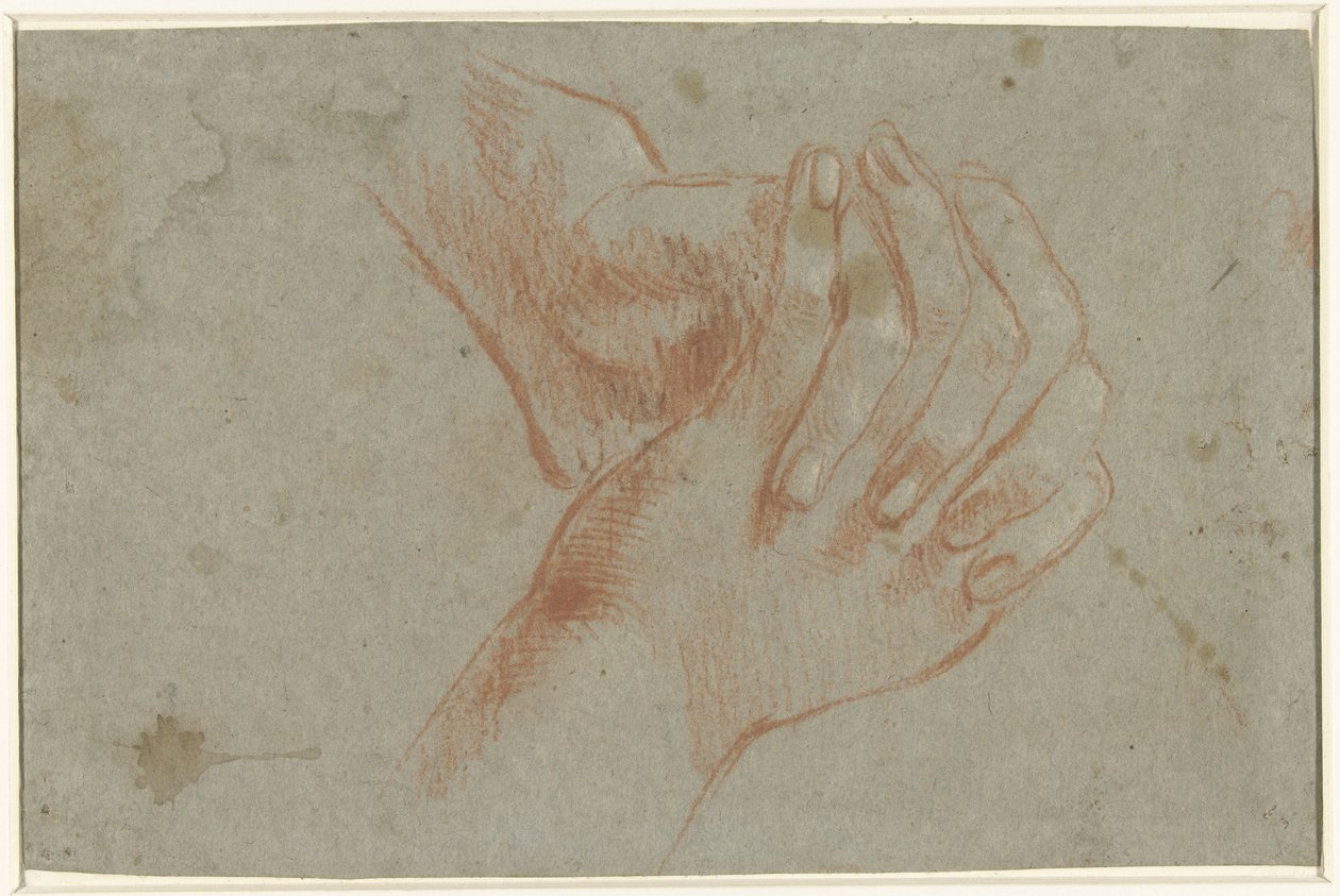 iki katlanmış eller by Giacomo Cavedone (attributed to)