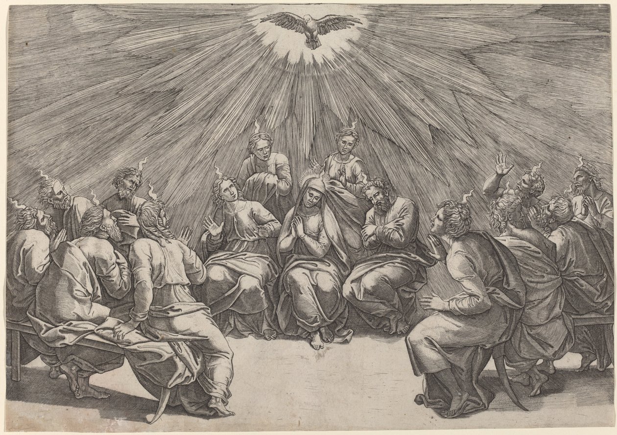 Pentekost by Gian Jacopo Caraglio after Raphael