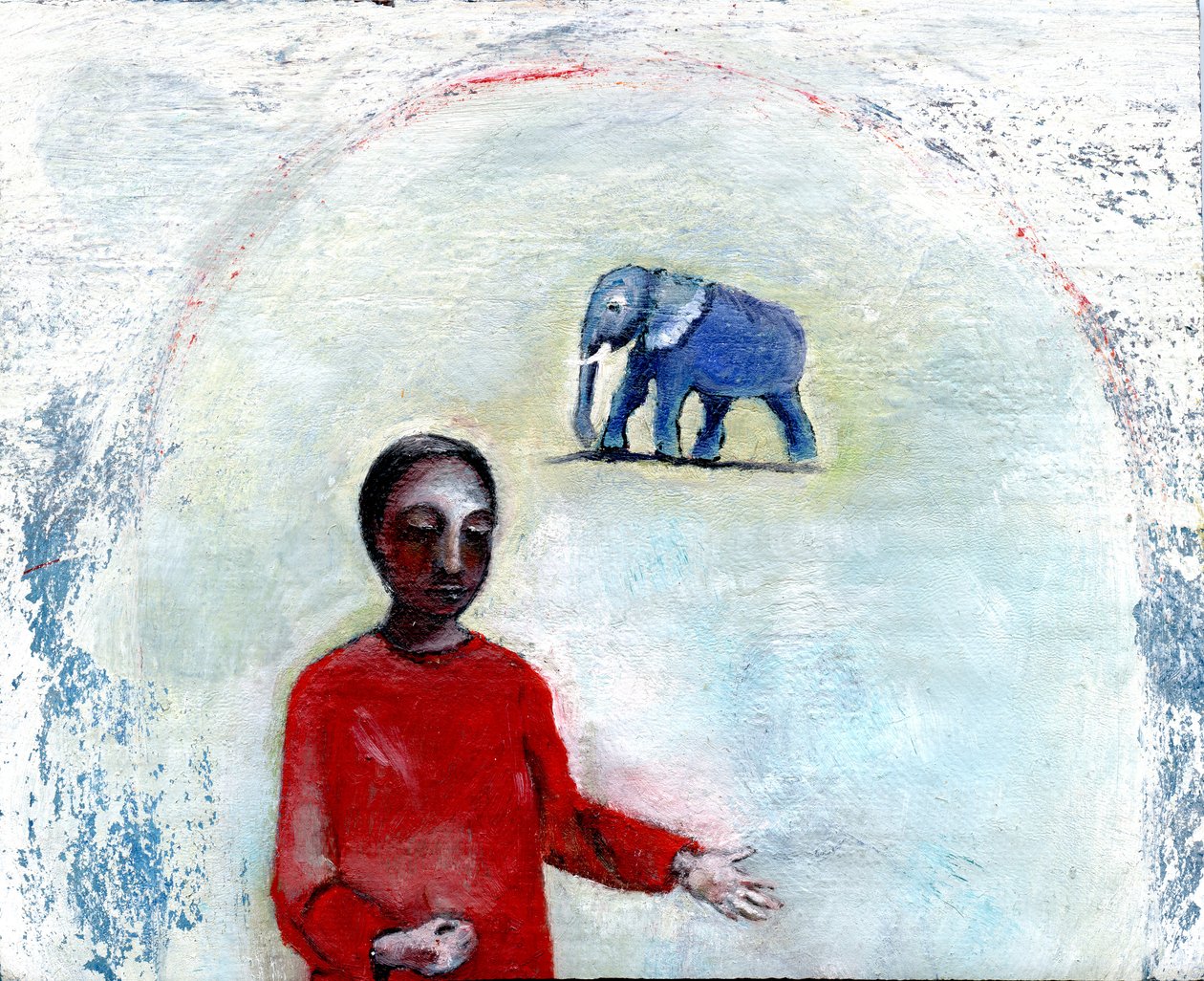 Mavi Fil Günü, 2004, (keten üzerine yağlı boya) by Gigi Sudbury