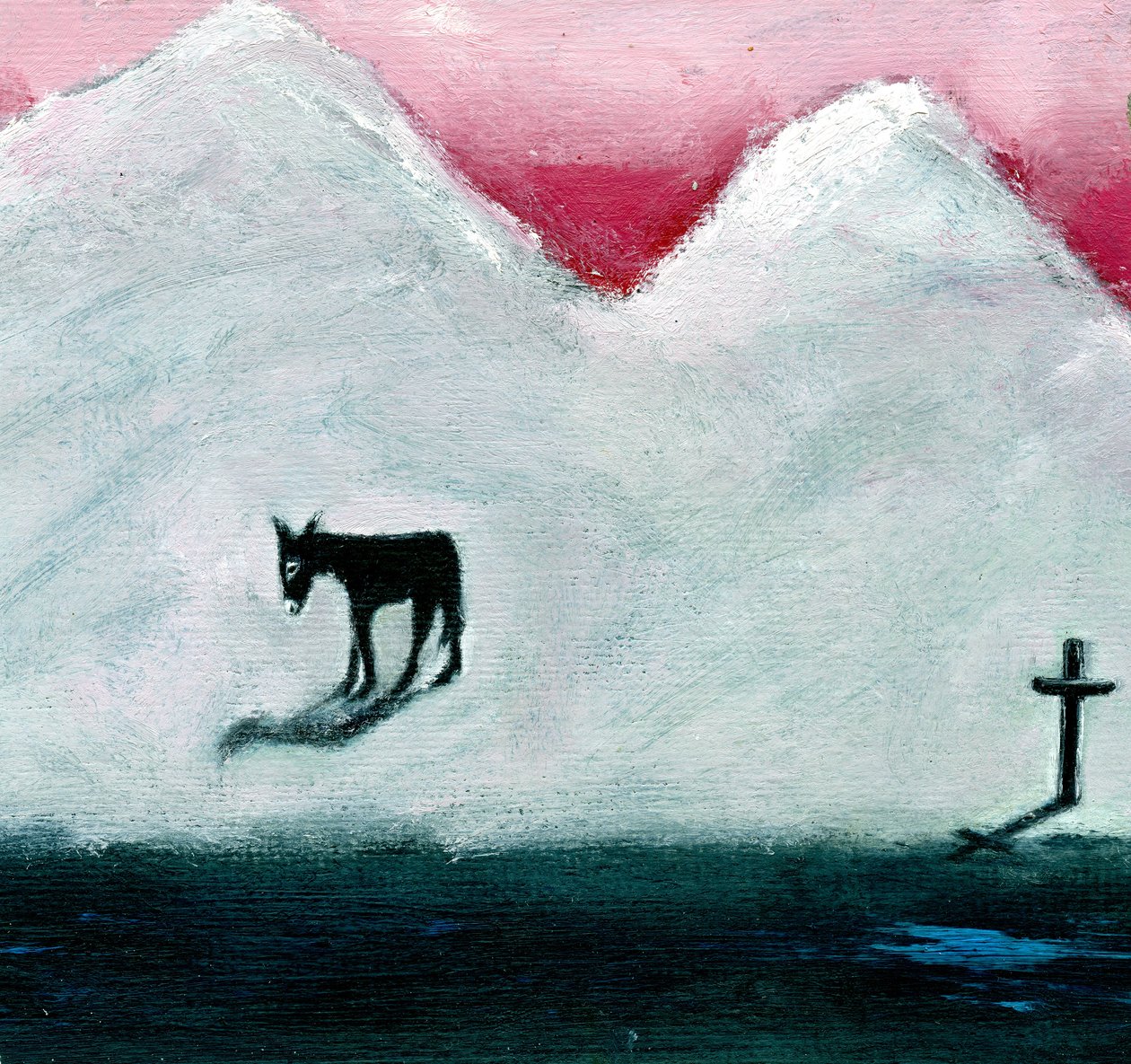 Donkey and Cross,2003, (kağıt üzerine yağlı boya) by Gigi Sudbury
