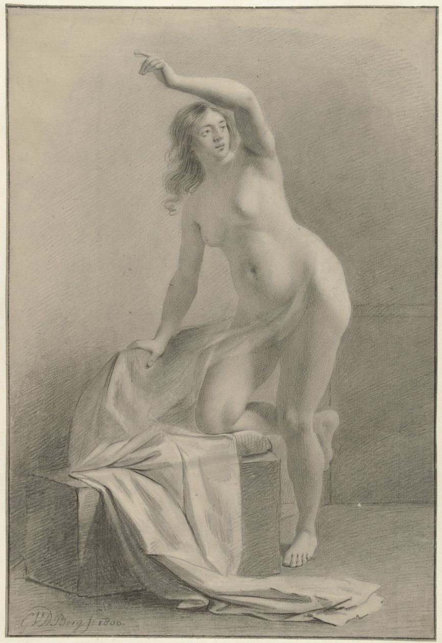 Çıplak kadın model üzerinde çalışma by Gijsbertus Johannus van den Berg