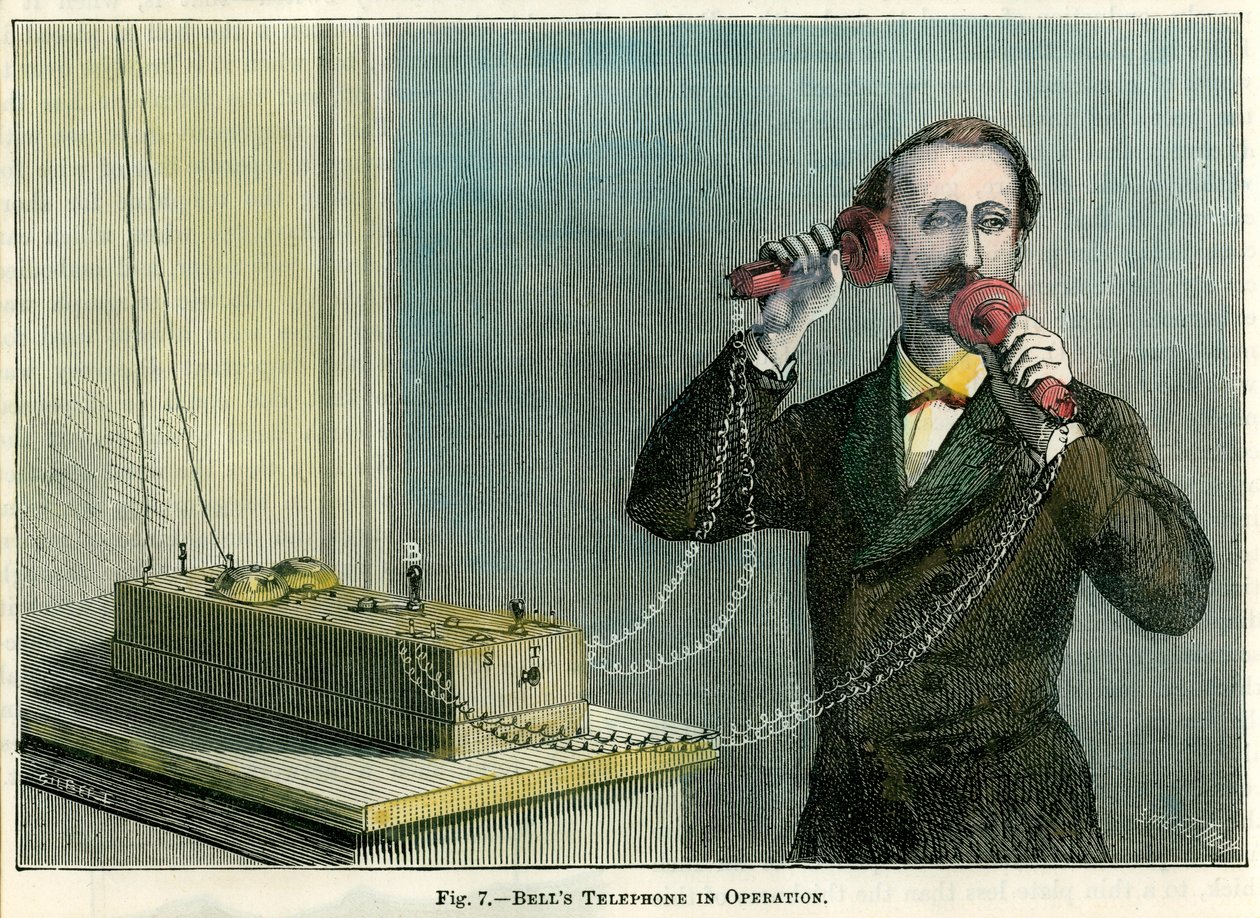 Bells telefon çalışır durumda, 19. yüzyılın sonlarında. by Gilbert