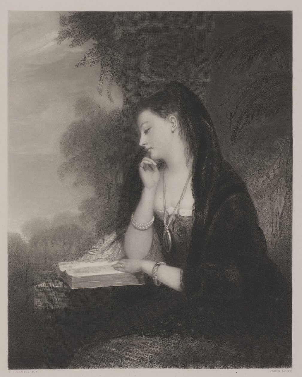 Dalgın (su meraklısı) by Gilbert Stuart Newton