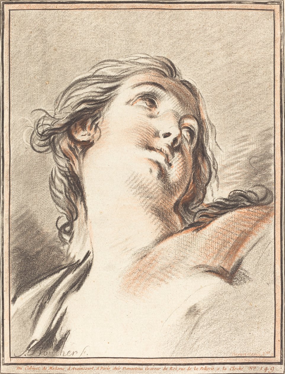 Yukarıya Bakan Bir Kadının Başı, 1767. by Gilles Demarteau