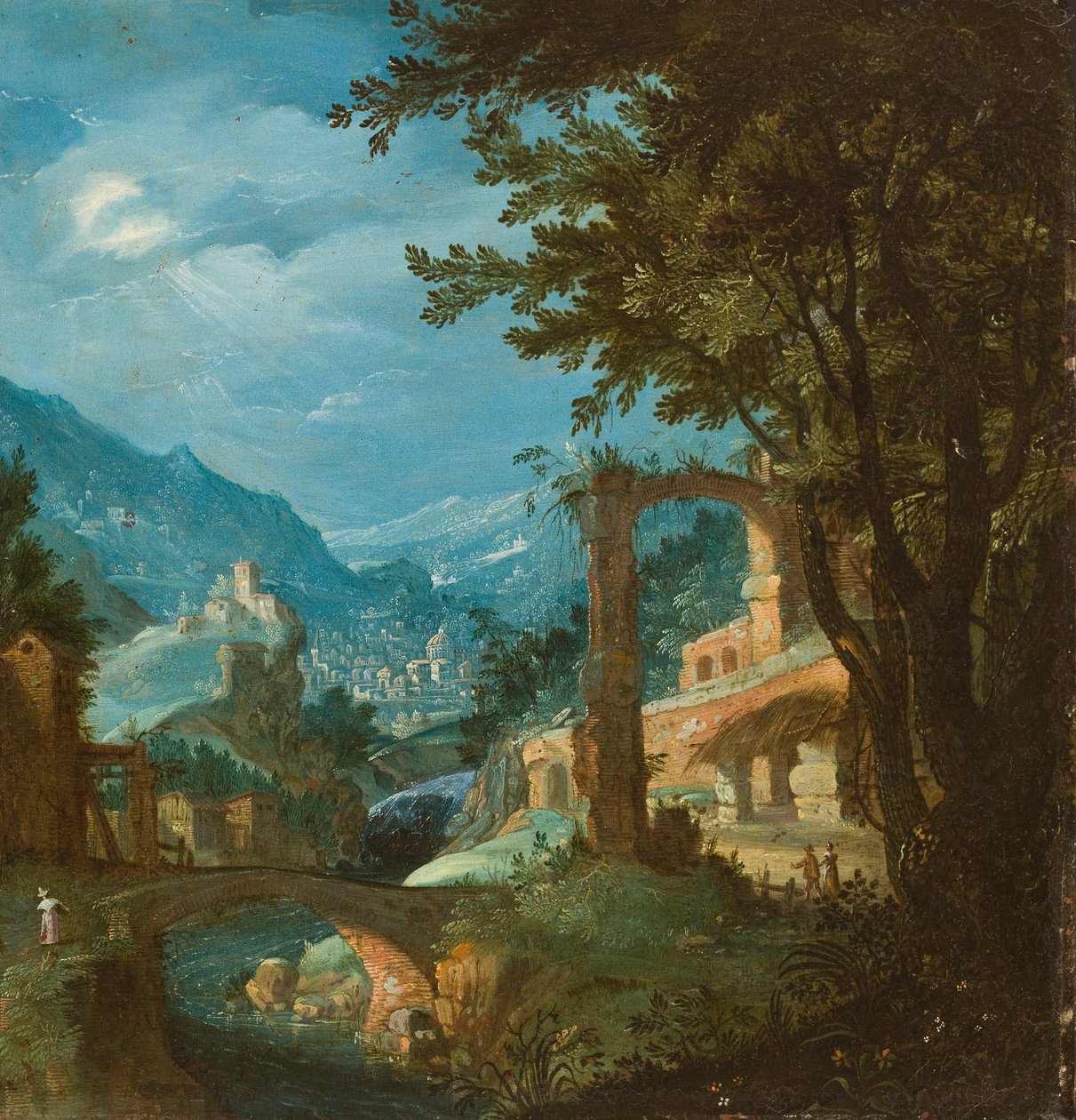 Köprülü manzara (bakır üzerine yağ) by Gillis van Valckenborch