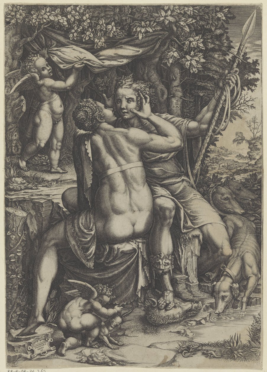 Venüs ve Adonis by Giorgio Ghisi