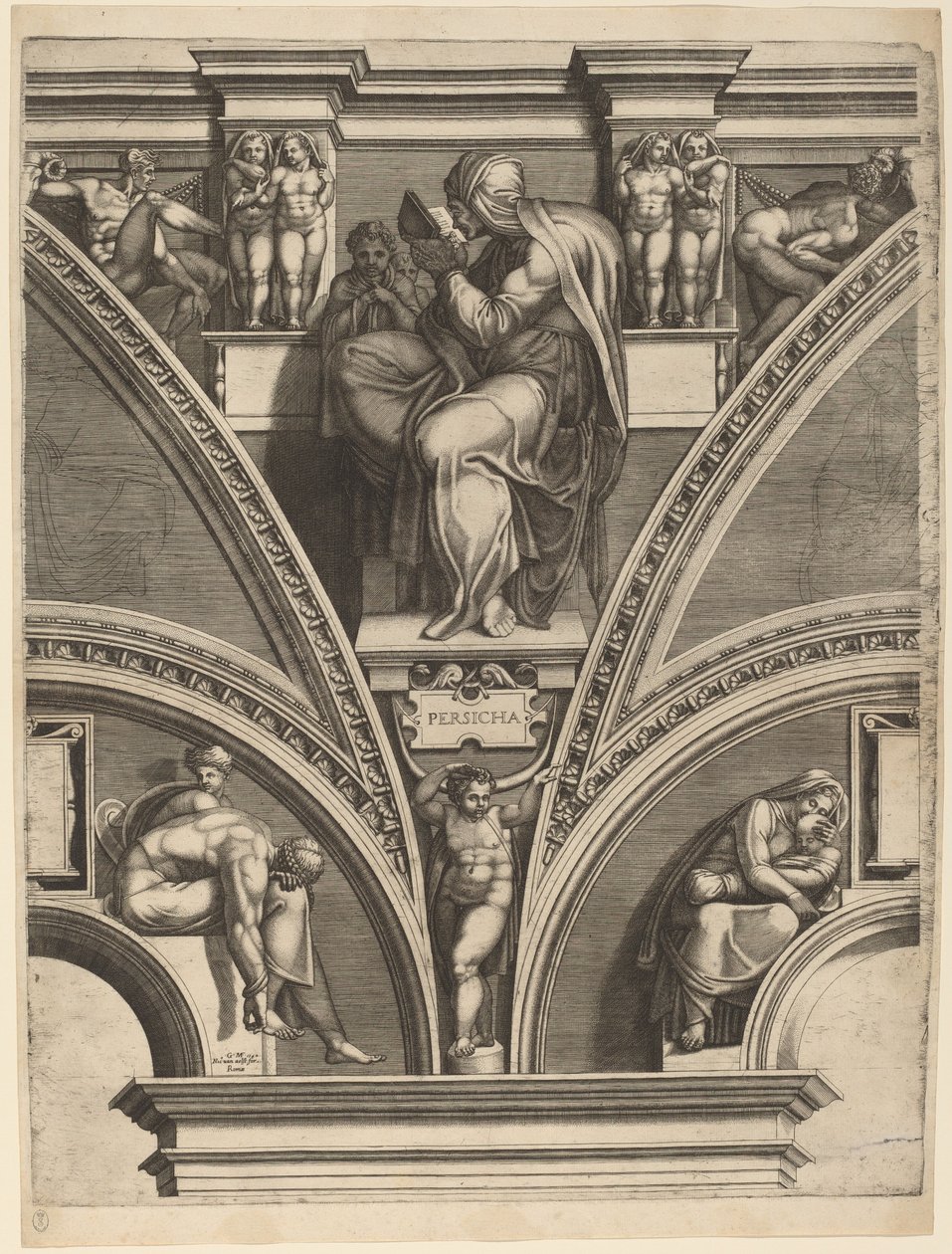 Farsça Sibil by Giorgio Ghisi after Michelangelo