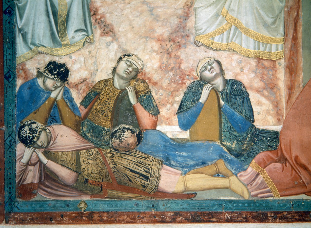 Noli Me Tangere, uyuyan askerlerin detayı, c.1305 fresk detayı 102746 by Giotto di Bondone