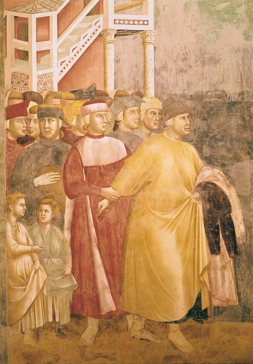 Aziz Francis Tüm Dünyevi Mallardan Vazgeçer, Pietro di Bernardone detayı, 1297-99 by Giotto di Bondone