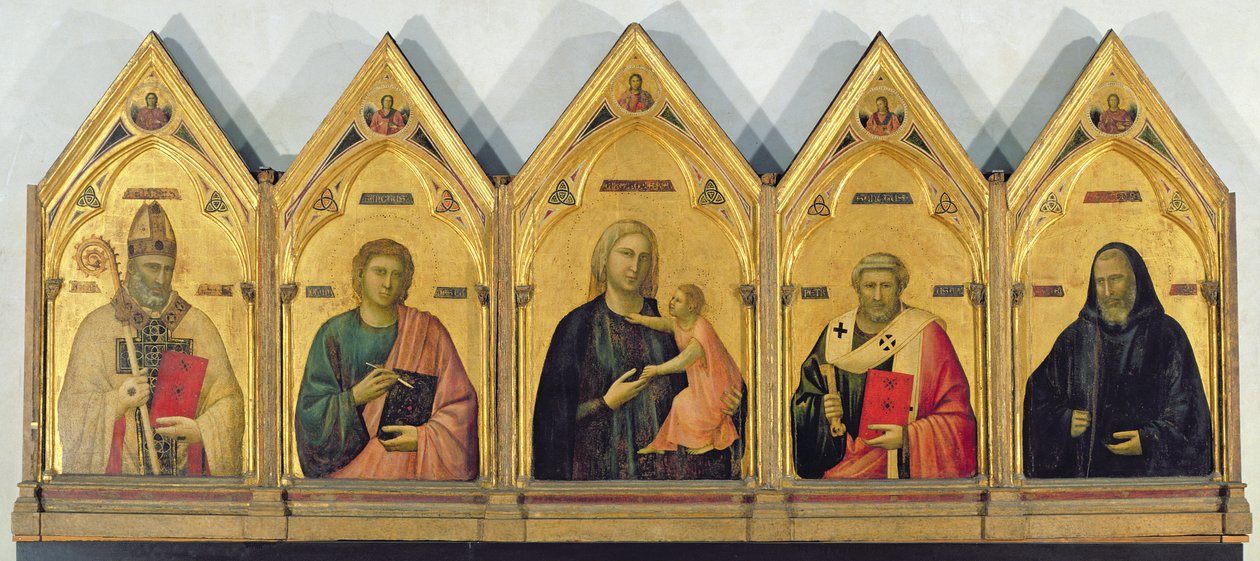 Madonna ve Azizler ile Badia Altarpiece, c.1301 (panelde tempera) by Giotto di Bondone