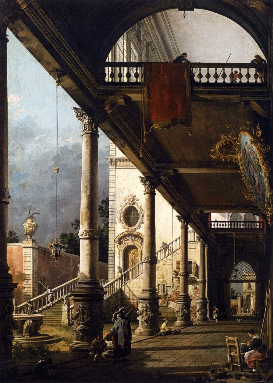 Portikolu Perspektif Görünüm by Giovanni Antonio Canal