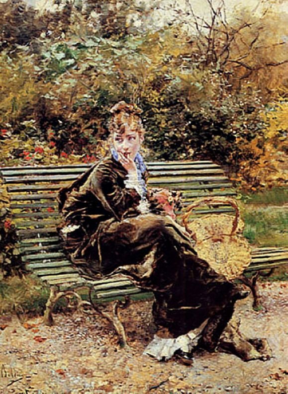 Bahçede Oturmak Almanca: Bahçede oturmak Polski: Siedzaca w ogrodzie by Giovanni Boldini