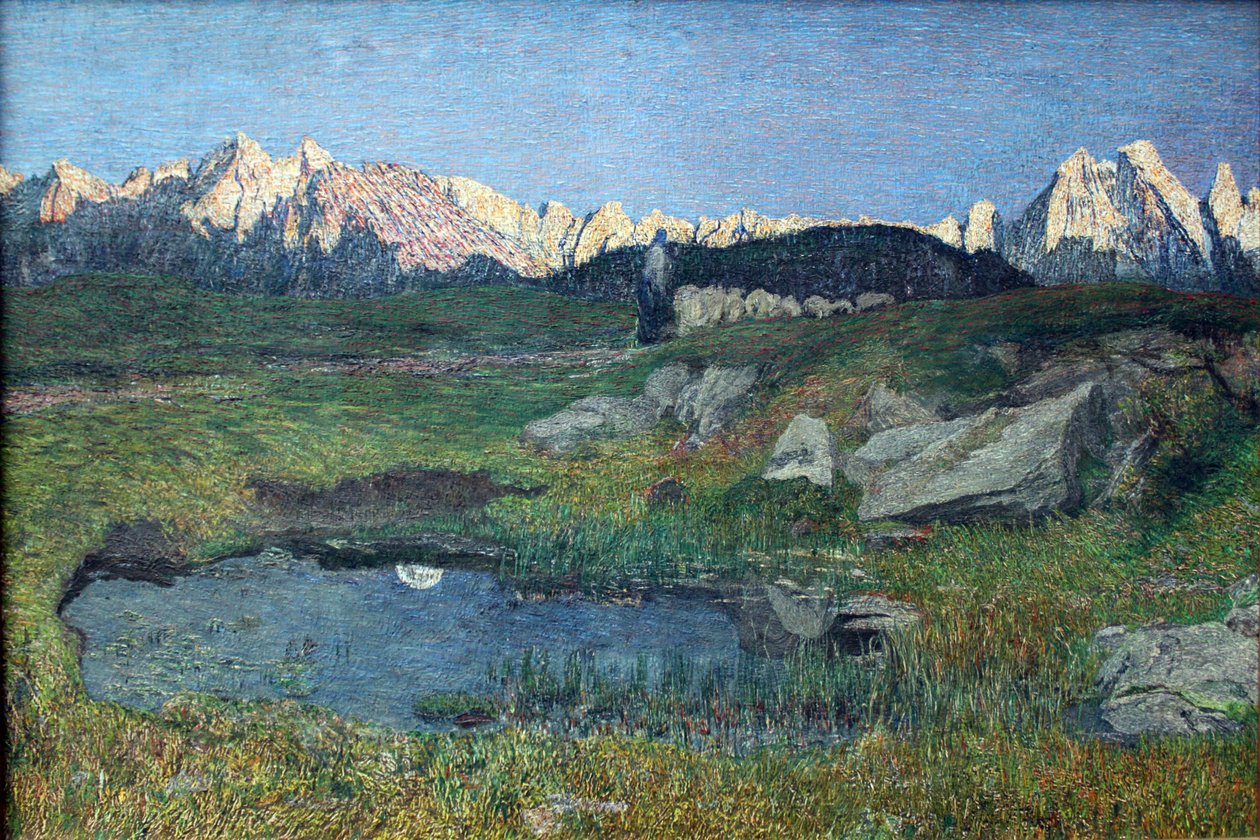 Gün batımında Alp manzarası by Giovanni Segantini