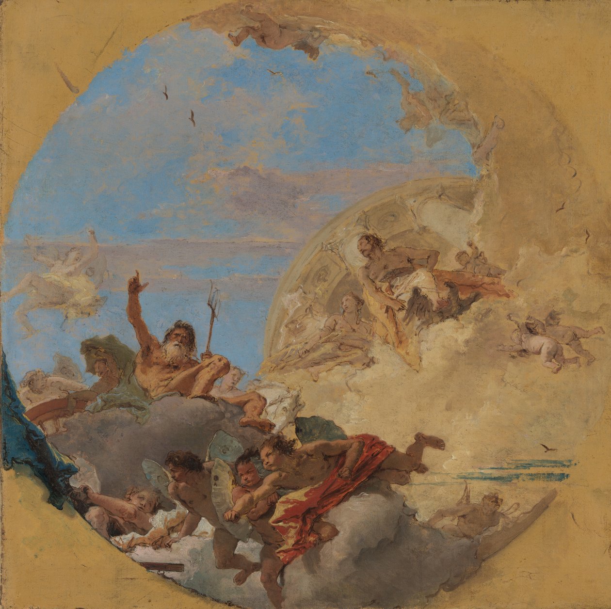 Neptün ve Rüzgarlar. by Giovanni Battista Tiepolo