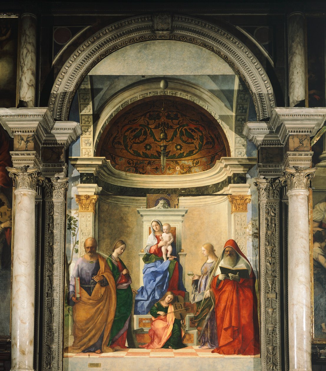 Dört Aziz arasında Madonna (fresk) by Giovanni Bellini